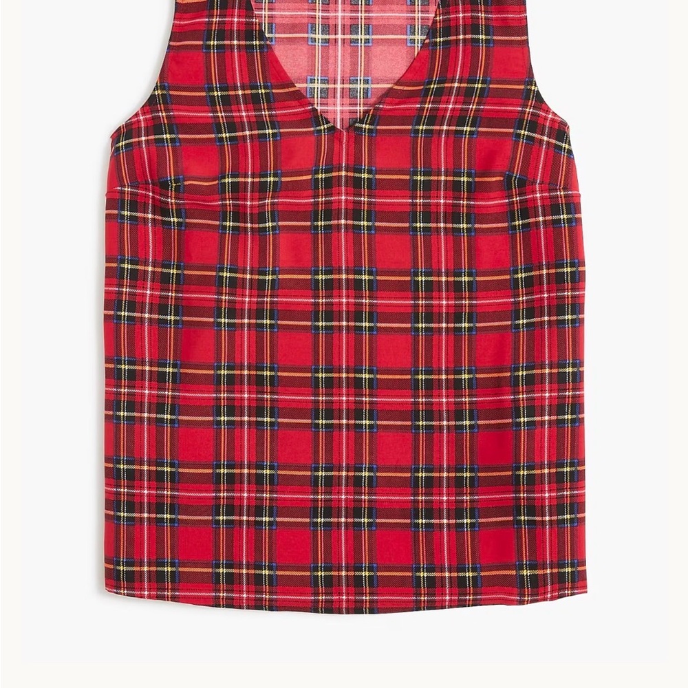 J. Crew Classic Red Tartan Plaid Sleeveless Top Old Money Chic Timeless